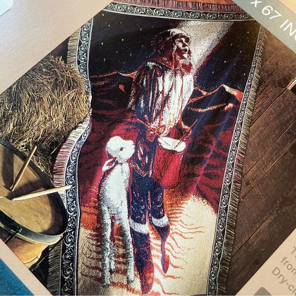 Vintage Christmas Little Drummer Boy Cotton Throw Blanket - Picture 2 of 9